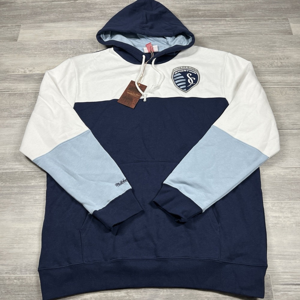 Mitchell & Ness Hoodie Men's XL Navy Graphic Sweatshirt Sporting Kansas City MLS